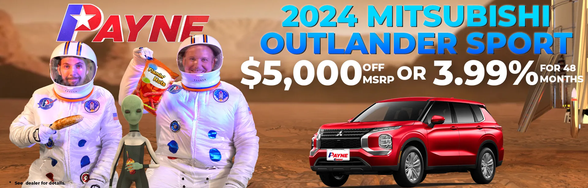 Get $5,000 off MSRP or 3.99% for 48 Months on a 2024 Mitsubishi Outlander Sport