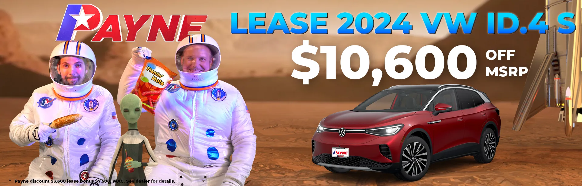 Get $10,600 off MSRP when you Lease a 2024 VW ID.4 S
