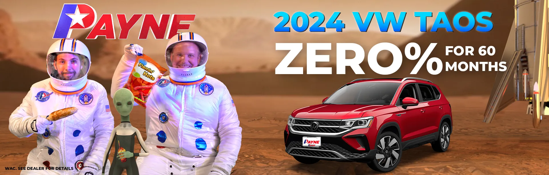 Get ZERO% for 60 Months on a 2024 VW Taos